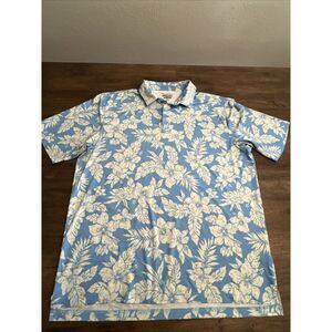 Straight Down Performance Shirt Men 2XL‎ Blue Hawaiian Golf Polo Stretch XXL